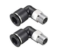 sourcing map Empuje Para Conectar Tubo Adaptador Macho Codo 10mm Tubo OD x 1/4 NPT Rosca Neumática Aire Empuje Ajuste Bloqueo Montaje 2 uds.