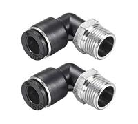 sourcing map Empuje Para Conectar Tubo Adaptador Macho Codo 10mm Tubo OD x 3/8 NPT Rosca Neumática Aire Empuje Ajuste Bloqueo Montaje 2 uds.