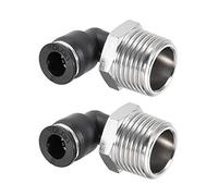 sourcing map Empuje Para Conectar Tubo Adaptador Macho Codo 8mm Tubo OD x 1/2 NPT Rosca Neumática Aire Empuje Ajuste Bloqueo Montaje 2 uds.