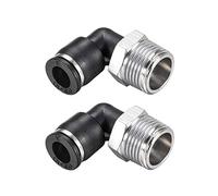 sourcing map Empuje Para Conectar Tubo Adaptador Macho Codo 8mm Tubo OD x 3/8 NPT Rosca Neumática Aire Empuje Ajuste Bloqueo Montaje 2 uds.