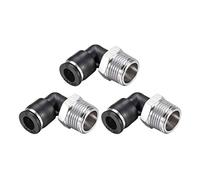 sourcing map Empuje Para Conectar Tubo Adaptador Macho Codo 8mm Tubo OD x 3/8 NPT Rosca Neumática Aire Empuje Ajuste Bloqueo Montaje 3 uds.
