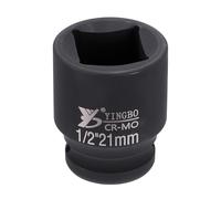 sourcing map Enchufe cuadrado de 4 puntos de 1/2 pulgada de 21 mm métrico cuadrado de impacto de 45 mm de largo 40CR de acero fosfatado estándar para reparación de automóviles, uso doméstico mecánico