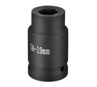 sourcing map Enchufe de impacto de 6 puntos, 1 pulgada, 19 mm, enchufe métrico CR-V, eje hexagonal de acero para reparación de tuercas de eje de máquina, color negro