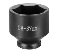 sourcing map Enchufe de impacto de 6 puntos, 1 pulgada, 57 mm, enchufe métrico CR-V, eje hexagonal de acero para reparación de tuercas de eje de máquina, color negro