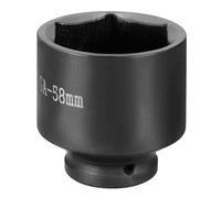 sourcing map Enchufe de impacto de 6 puntos, 1 pulgada, 58 mm, enchufe métrico CR-V, eje hexagonal de acero para reparación de tuercas de eje de máquina, color negro