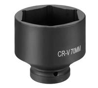 sourcing map Enchufe de impacto de 6 puntos, 1 pulgada, 70 mm, enchufe métrico CR-V, eje hexagonal de acero para reparación de tuercas de eje de máquina, color negro