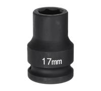 sourcing map Enchufe de impacto de 6 puntos de 3/4 pulgadas, 17 mm, métrico, 40Cr de aleación de acero, tuerca de impacto