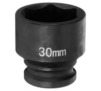 sourcing map Enchufe de impacto de 6 puntos de 30 mm, métrico, 1/2 pulgada, unidad cuadrada de 1.65 pulgadas (42 mm) de largo, acero fosfatado Cr-Mo, tuercas hexagonales, color negro