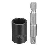 sourcing map Enchufe de impacto poco profundo de 6 puntos de 0.25 pulgadas, 13 mm, enchufe métrico de 25 mm de largo con adaptador de vástago hexagonal de 0.6 cm de 50 mm, adaptador de enchufe de