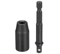 sourcing map Enchufe de impacto poco profundo de 6 puntos de 0.25 pulgadas, 4 mm, enchufe métrico de 25 mm de largo con adaptador de vástago hexagonal de 0.6 cm de 65 mm, adaptador de enchufe de acero