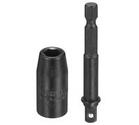 sourcing map Enchufe de impacto poco profundo de 6 puntos de 0.25 pulgadas, llave métrica de 5.5 mm, 25 mm de largo con adaptador de vástago hexagonal de 0.6 cm de 65 mm, adaptador de enchufe de acero