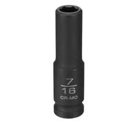 sourcing map Enchufe de impacto poco profundo de 6 puntos de 7/16 pulgadas de 1/2 pulgada, unidad cuadrada de 78 mm de largo, aleación de acero 40 cr para reparación de pernos de tuercas hexagonales