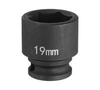 sourcing map Enchufe de impacto profundo de 3/8 pulgadas cuadrado por 19 mm, métrico, 6 puntos, 30 mm de largo, acero CR-MO de grado industrial, para reparación de tuercas hexagonales de automóviles