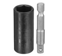 sourcing map Enchufe de impacto profundo de 6 puntos de 0.25 pulgadas, 15 mm, enchufe métrico de 50 mm de largo con adaptador de vástago hexagonal de 0.25 pulgadas de 50 mm, adaptador de enchufe de