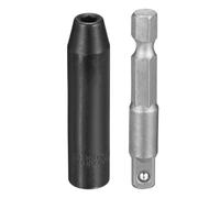 sourcing map Enchufe de impacto profundo de 6 puntos de 0.25 pulgadas, 4 mm, enchufe métrico de 50 mm de largo con adaptador de vástago hexagonal de 0.25 pulgadas de 50 mm (2 pulgadas), kit de