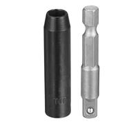 sourcing map Enchufe de impacto profundo de 6 puntos de 0.25 pulgadas, 7 mm, enchufe métrico de 50 mm de largo con adaptador de vástago hexagonal de 0.25 pulgadas de 50 mm, kit de herramientas de