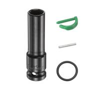 sourcing map Enchufe de impacto profundo de 6 puntos de 1/2 pulgada, 13 mm, métrico, estándar, eje de acero Cr-Mo, tuerca hexagonal con pasador de bloqueo de anillo de goma