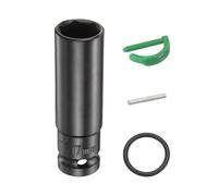 sourcing map Enchufe de impacto profundo de 6 puntos de 1/2 pulgada, 17 mm, métrico, estándar, eje de acero Cr-Mo, tuerca hexagonal con pasador de bloqueo de anillo de goma