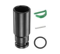 sourcing map Enchufe de impacto profundo de 6 puntos de 1/2 pulgada, 24 mm, métrico, estándar, eje de acero Cr-Mo, tuercas hexagonales con pasador de bloqueo de anillo de goma