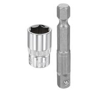 sourcing map Enchufe de impacto profundo de 6 puntos de 1/4 de pulgada, 11 mm, enchufe métrico de 1 pulgada de longitud con adaptador de vástago hexagonal de 1/4 pulgadas, adaptador de enchufe de