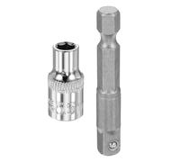 sourcing map Enchufe de impacto profundo de 6 puntos de 1/4 de pulgada, enchufe métrico de 5,5 mm de longitud con adaptador de vástago hexagonal de 1/4 pulgadas, adaptador de enchufe de acero CR-V