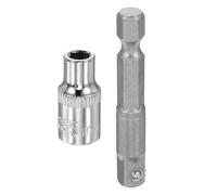 sourcing map Enchufe de impacto profundo de 6 puntos de 1/4 de pulgada, enchufe métrico de 5 mm de longitud con adaptador de vástago hexagonal de 1/4 pulgadas, adaptador de enchufe de acero CR-V, kit