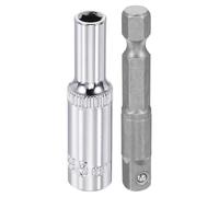 sourcing map Enchufe de impacto profundo de 6 puntos de 1/4 pulgadas, enchufe métrico de 5 mm de longitud con adaptador de vástago hexagonal de 1/4 pulgadas, adaptador de enchufe de acero CR-V, kit de