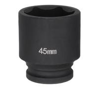 sourcing map Enchufe de impacto profundo de 6 puntos de 3/4 pulgadas, 45 mm, métrico, 40Cr de aleación de acero, tuerca de impacto