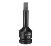 Sourcing Map Enchufe hexagonal de acero CR-MO de 9 mm H9 de 1/2 pulgada, unidad de impacto negra de fosfato para mecánicos de automóviles, reparación de trabajo y mantenimiento