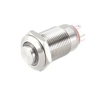 sourcing map Enclavamiento Metal Pulsador Botón Interruptor Alta Cabeza 12mm Montaje Diámetro 1NO 3-6V LED Luz Rojo