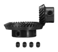 sourcing map Engranaje cónico cónico cónico de 90 grados 1: 2 orificios de eje 1 mod, 6 mm, 20 dientes para mano izquierda y 12 mm, 40 dientes a la derecha, engranajes de dirección en espiral para