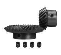 sourcing map Engranaje cónico cónico de 90 grados 1: 2 agujeros de eje, 2 piezas de 1,5 mod, 12 mm, 18 dientes a la izquierda y orificio de 16 mm con ranura de 5 x 2,3 mm, 36 dientes a la derecha