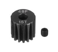 sourcing map Engranaje de piñón de acero endurecido 48P, engranaje de motor de metal de eje de 15T de 3.175 mm con llave hexagonal para motor de cepillo sin escobillas RC modelo de repuesto de coche