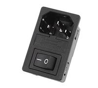 sourcing map Entrada Macho Alimentación Enchufe Fusible Soporte Con Botón Basculante Interruptor 10A 250V 3 Pasadores IEC320 C14