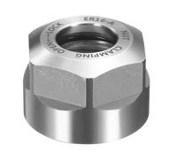 sourcing map ER16-A(M22) Tuerca de sujeción tipo pinza con agujeros de equilibrio dinámico, aleación de acero 40Cr para soporte de herramientas de fresado de torno de mandril de máquina CNC, plata