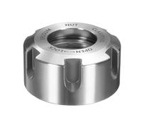 sourcing map ER25-UM (M32) Tuerca de sujeción tipo pinza con agujeros de equilibrio dinámico, aleación de acero 40Cr para soporte de herramientas de fresado de torno de mandril de máquina CNC, plata