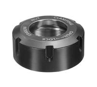 sourcing map ER40-UM (M50) Tuerca de sujeción tipo pinza con agujeros de equilibrio dinámico, aleación de acero 40Cr para máquina CNC, soporte de herramientas de fresado, color negro