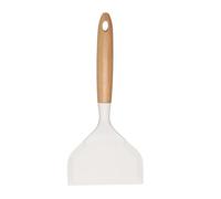 sourcing map Espátula de silicona para tamagoyaki, espátula ancha para tortillas, antiadherente, resistente al calor, para panqueques, panqueques, panqueques, pizza, filete con mango de madera, beige