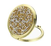 sourcing map Espejo de bolsillo pequeño para bolso, espejo compacto de mano plegable dorado para mujeres, bolso, viajes, niñas, regalo (amarillo/plateado, 2.8 pulgadas)