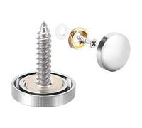 sourcing map Espejo Tornillos, Decorativo Tapa Sujetadores Cubre Clavos, Galvanizado, Brillante Plateado 16mm/0,63" Latón 4 Piezas