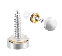 sourcing map Espejo Tornillos, Decorativo Tapa Sujetadores Cubre Clavos, Galvanizado, Brillante Plateado 12mm/0,47" Latón 12 Piezas