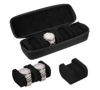 sourcing map Estuche rígido de viaje con 4 ranuras, organizador de exhibición de relojes para hombres y mujeres con almohada suave para la mayoría de relojes y relojes inteligentes de hasta 40 mm,