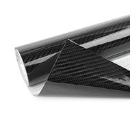 sourcing map Etiqueta Engomada de la Película de Vinilo del Coche Estirable Libre de la Burbuja de la Fibra de Carbono 6D 300X50cm Negro