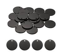 sourcing map Etiqueta redonda en blanco de acero inoxidable pulido con agujero, 20mm, Acero aleado, Agate