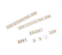 sourcing map Etiquetas de Precio Ajustable Retirable, Mini Cubo de Visualización, Bloque de Etiquetas de Precio Letras y Números Kit para Mostrador Tienda, Oro Claro 3,3x5,6mm, 10 Juegos