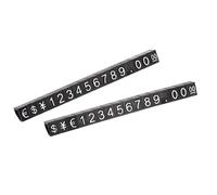 sourcing map Etiquetas de Precio Ajustable Retirable, Mini Cubo de Visualización, Bloque de Etiquetas de Precio Letras y Números Kit para Mostrador Tienda, Plateado Negro 3,3x5,6mm, 14 Juegos