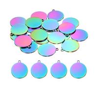 sourcing map Etiquetas redondas de acero inoxidable con estampado circular, chapado pulido, con agujero externo, 25mm, Acero inoxidable, Ágata