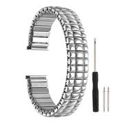 sourcing map Expansion - Correas de reloj elásticas de acero inoxidable de 16 mm con herramienta de extracción de barras de resorte para mujeres y hombres, correa de repuesto de metal, color plateado