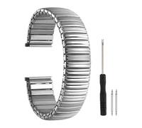 sourcing map Expansion - Correas de reloj elásticas de acero inoxidable de 20 mm con herramienta de extracción de barras de resorte para mujeres y hombres, correas de repuesto de metal, color plateado