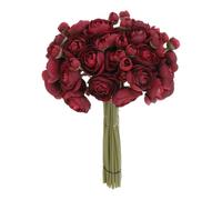sourcing map Flores artificiales de ranúnculo, 18 unidades, color rojo oscuro, ramos de flores de seda sintética para ramo de bricolaje, centros de mesa de boda, arreglos florales al aire libre